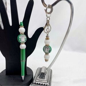 Custom Goffee Logo Silicone Bead Keychain and Pen Gift Set NEW